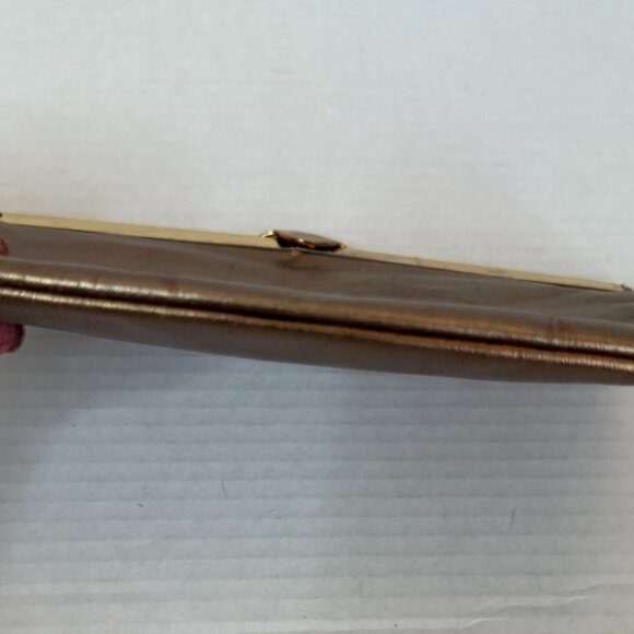 Vtg. Etra Genuine Leather 1950s–1960s Bronze Evening Bag Retro Metallic Handbag - Picture 9 of 9